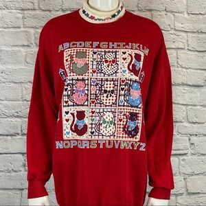 Vintage Grandmacore ABC Cats Sweatshirt